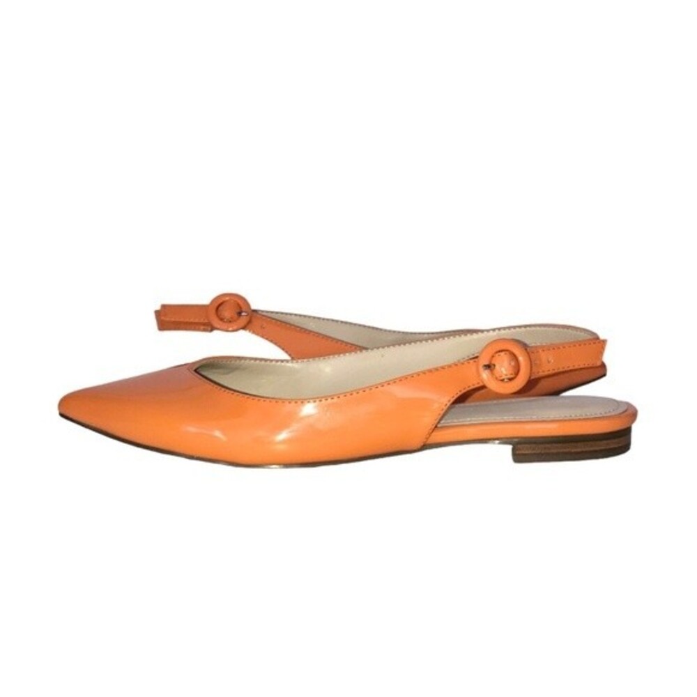 Marc Fisher Anson Slingback Ballet Flats Orange Patent Faux Leather Shoes Size 6 - Picture 4 of 8